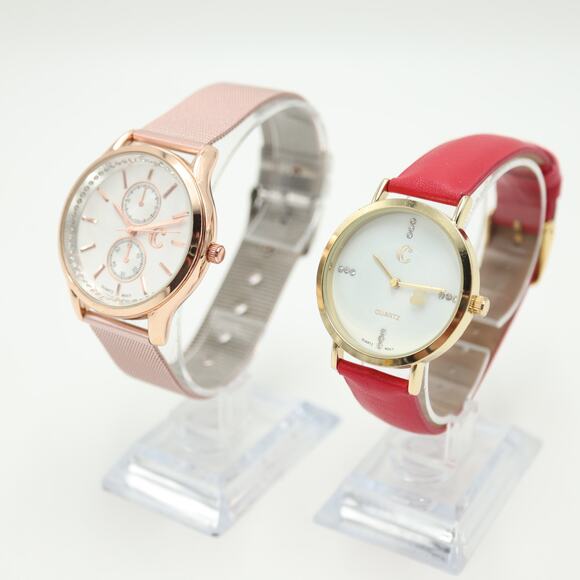 2x Charming Charlie Women's Watches Metal Mesh Faux Leather w New Battery - Picture 8 of 15